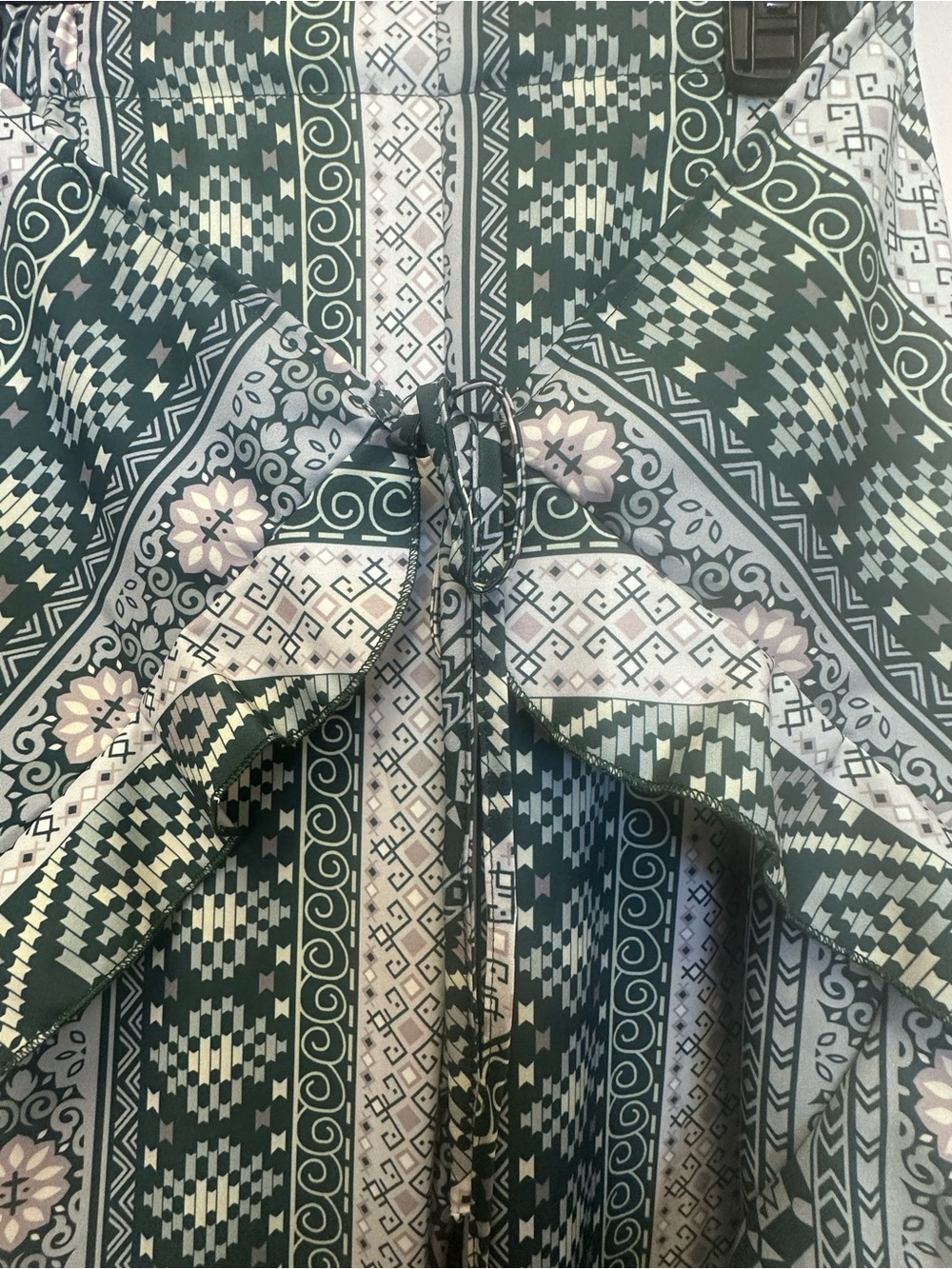 Green & White Patterned Ruffle pants - Picture 3 of 5